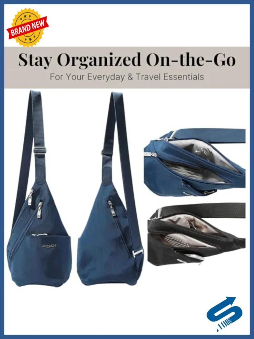 Women's Nylon Sling Crossbody Bag Backpack Adjustable Strap Checkpoint Friendly